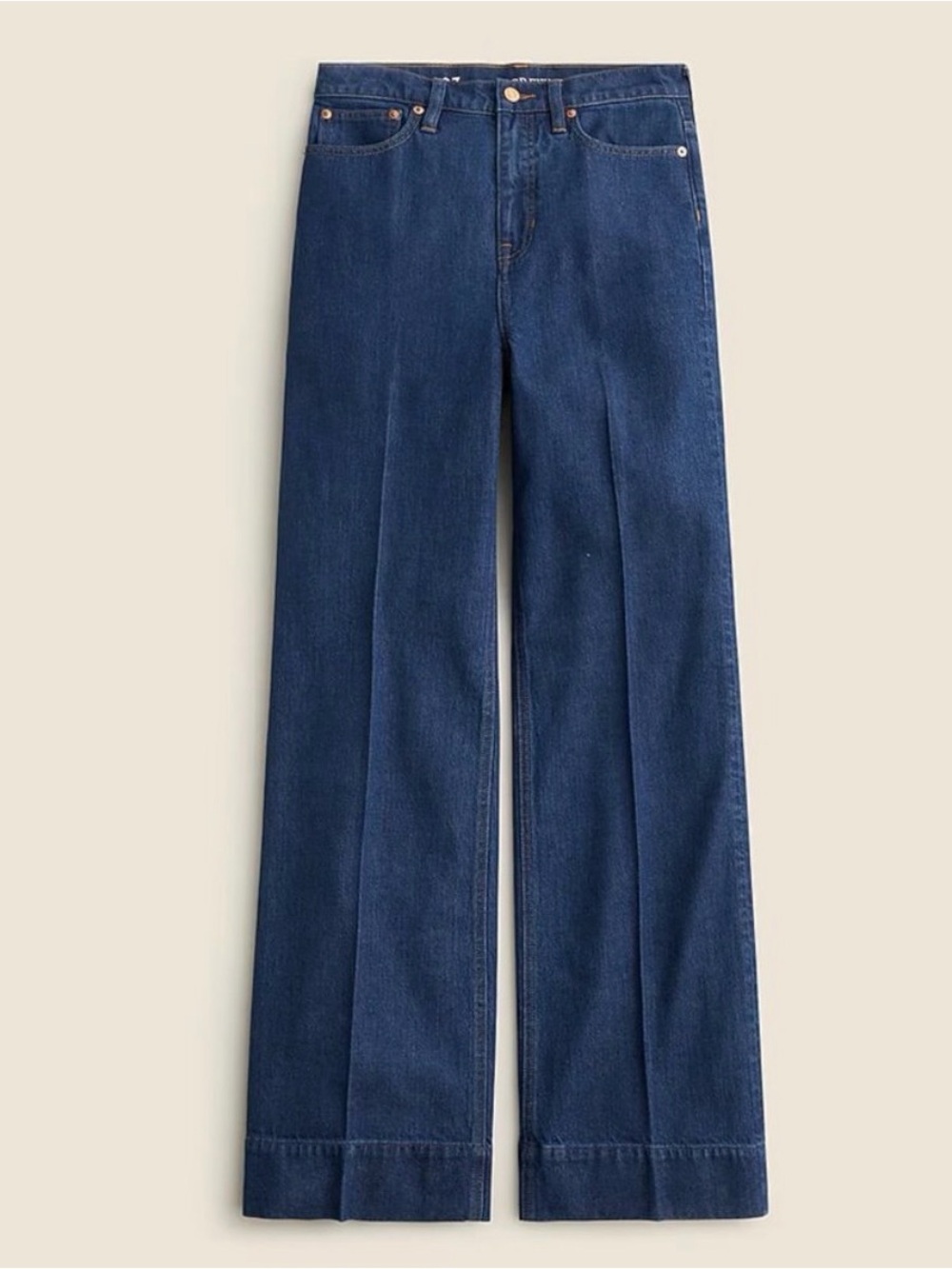 J. Crew Dark Blue Wide-Leg Trouser Jeans with Front Seams 27 Petite